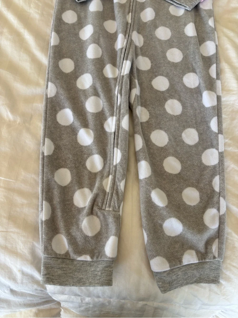 Carter’s Girls 4T Fleece Full Zip Sleeper Pajamas Polka Dot Heart Gray